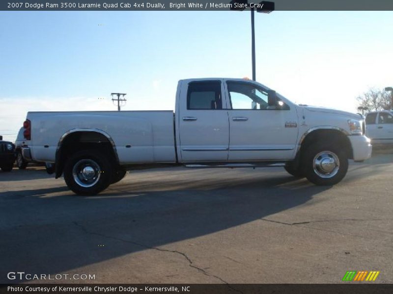Bright White / Medium Slate Gray 2007 Dodge Ram 3500 Laramie Quad Cab 4x4 Dually