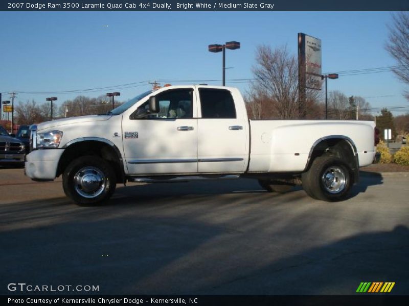 Bright White / Medium Slate Gray 2007 Dodge Ram 3500 Laramie Quad Cab 4x4 Dually