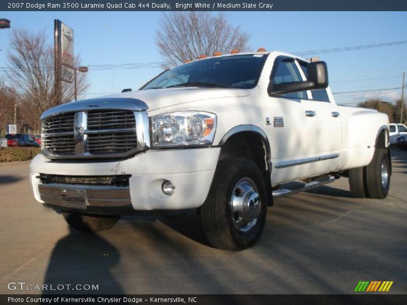 Bright White / Medium Slate Gray 2007 Dodge Ram 3500 Laramie Quad Cab 4x4 Dually