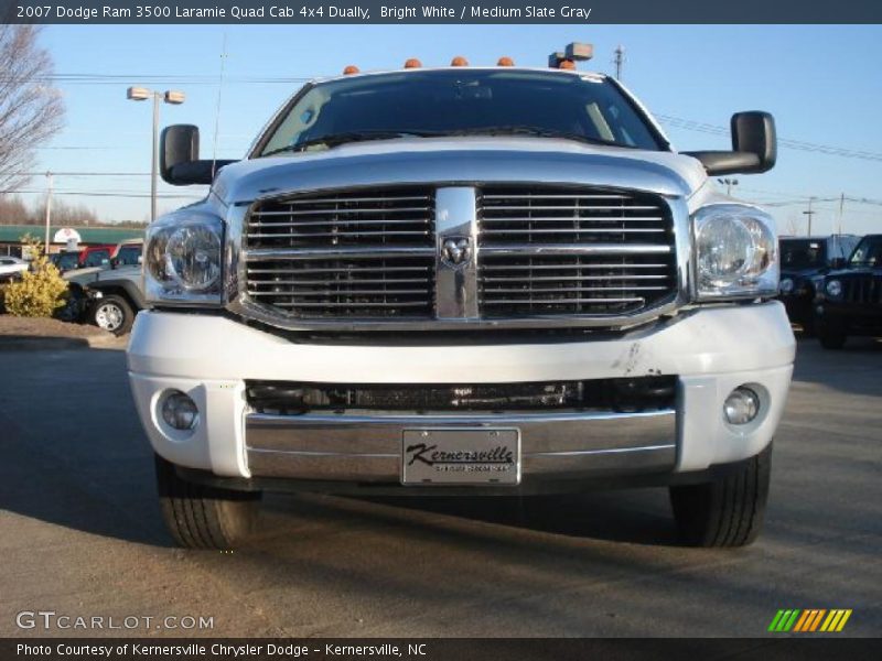 Bright White / Medium Slate Gray 2007 Dodge Ram 3500 Laramie Quad Cab 4x4 Dually