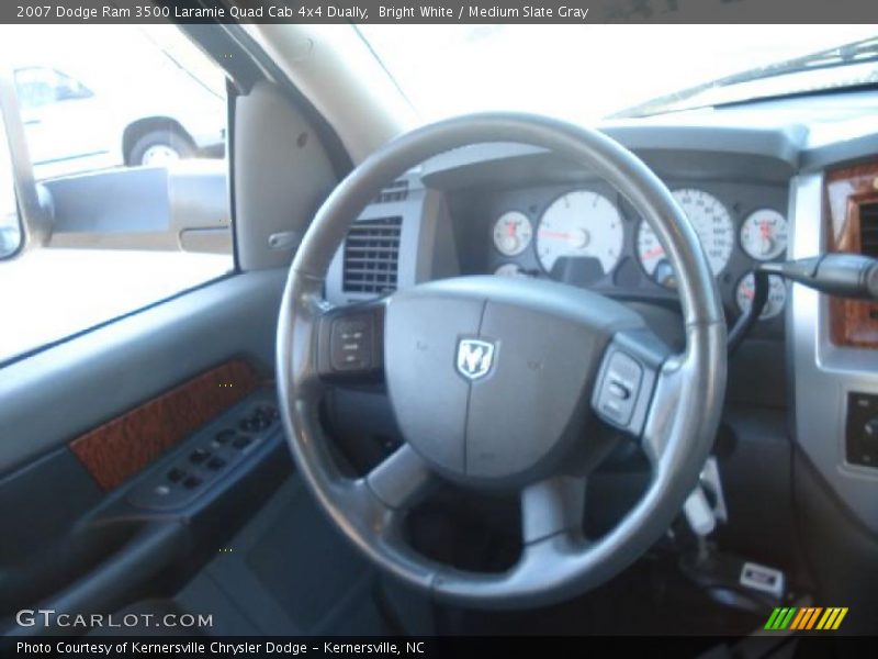 Bright White / Medium Slate Gray 2007 Dodge Ram 3500 Laramie Quad Cab 4x4 Dually