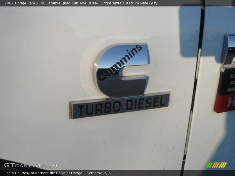Bright White / Medium Slate Gray 2007 Dodge Ram 3500 Laramie Quad Cab 4x4 Dually