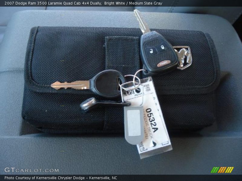 Bright White / Medium Slate Gray 2007 Dodge Ram 3500 Laramie Quad Cab 4x4 Dually