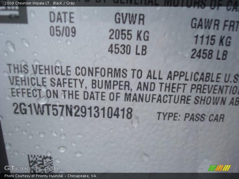 Black / Gray 2009 Chevrolet Impala LT