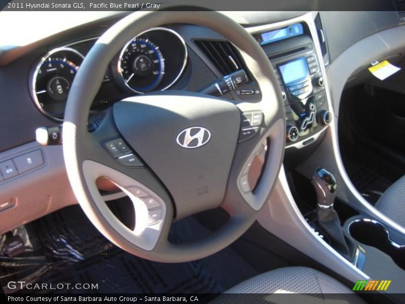 Pacific Blue Pearl / Gray 2011 Hyundai Sonata GLS