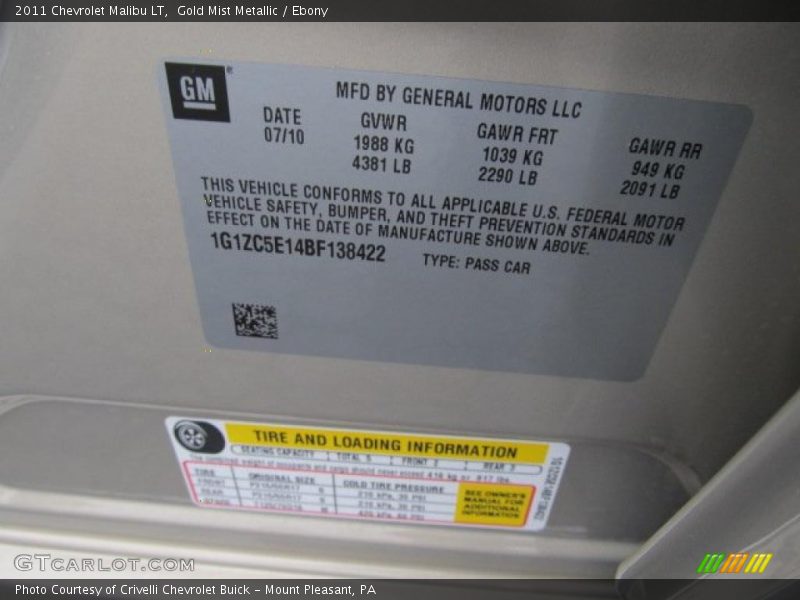 Gold Mist Metallic / Ebony 2011 Chevrolet Malibu LT