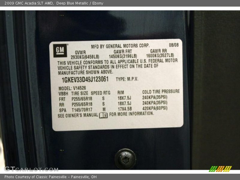 Deep Blue Metallic / Ebony 2009 GMC Acadia SLT AWD
