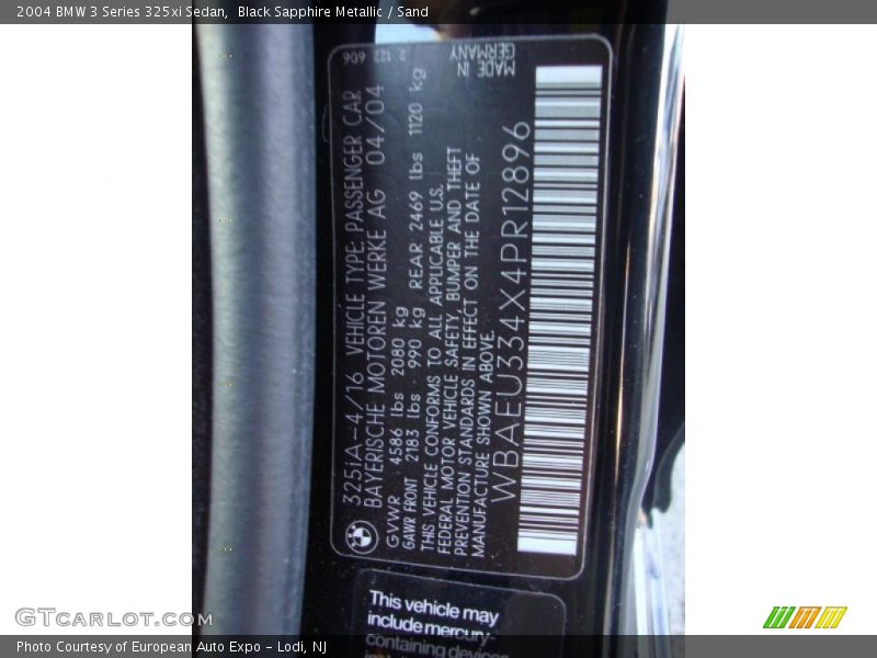 Black Sapphire Metallic / Sand 2004 BMW 3 Series 325xi Sedan