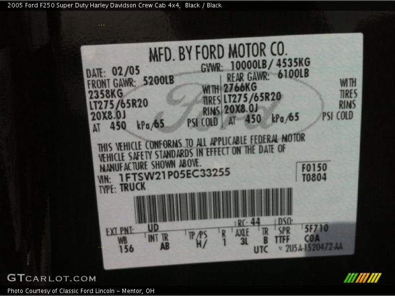 Black / Black 2005 Ford F250 Super Duty Harley Davidson Crew Cab 4x4