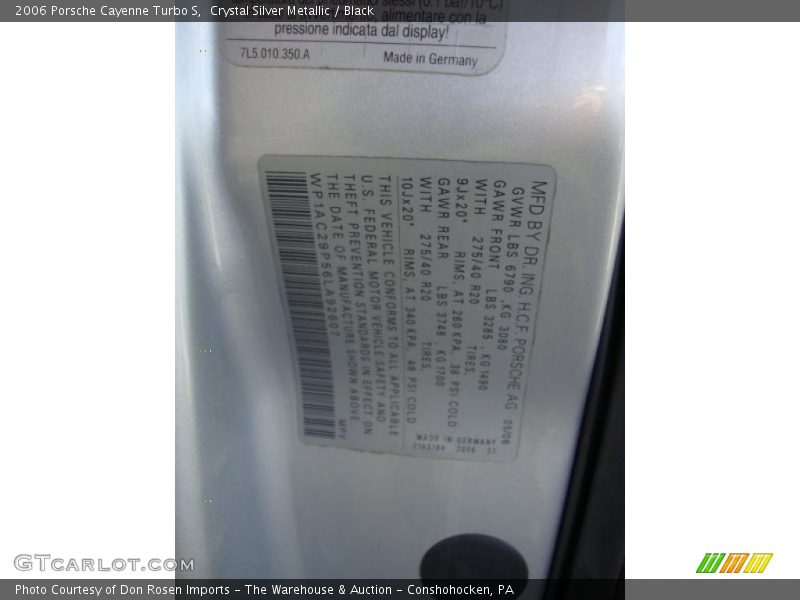 Crystal Silver Metallic / Black 2006 Porsche Cayenne Turbo S