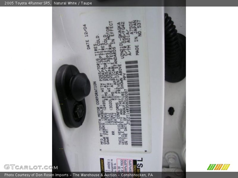 Natural White / Taupe 2005 Toyota 4Runner SR5