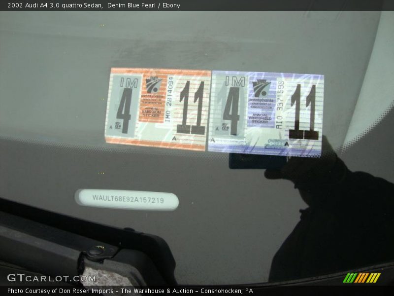 Denim Blue Pearl / Ebony 2002 Audi A4 3.0 quattro Sedan