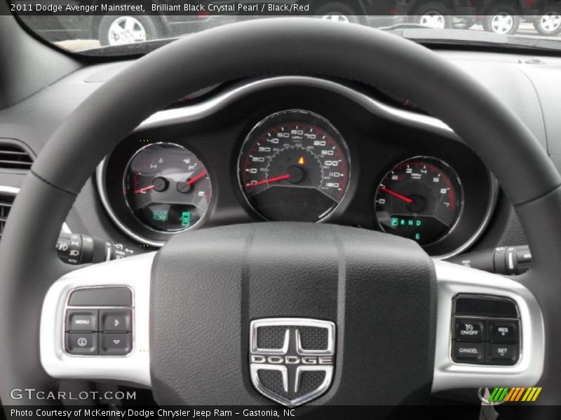 Brilliant Black Crystal Pearl / Black/Red 2011 Dodge Avenger Mainstreet