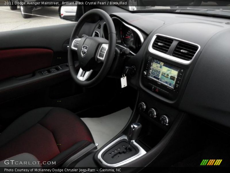 Brilliant Black Crystal Pearl / Black/Red 2011 Dodge Avenger Mainstreet