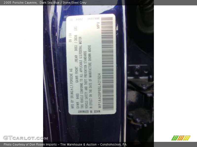 Dark Sea Blue / Stone/Steel Grey 2005 Porsche Cayenne