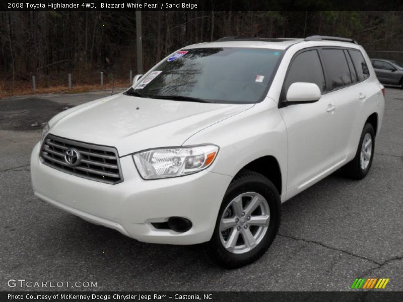 Blizzard White Pearl / Sand Beige 2008 Toyota Highlander 4WD