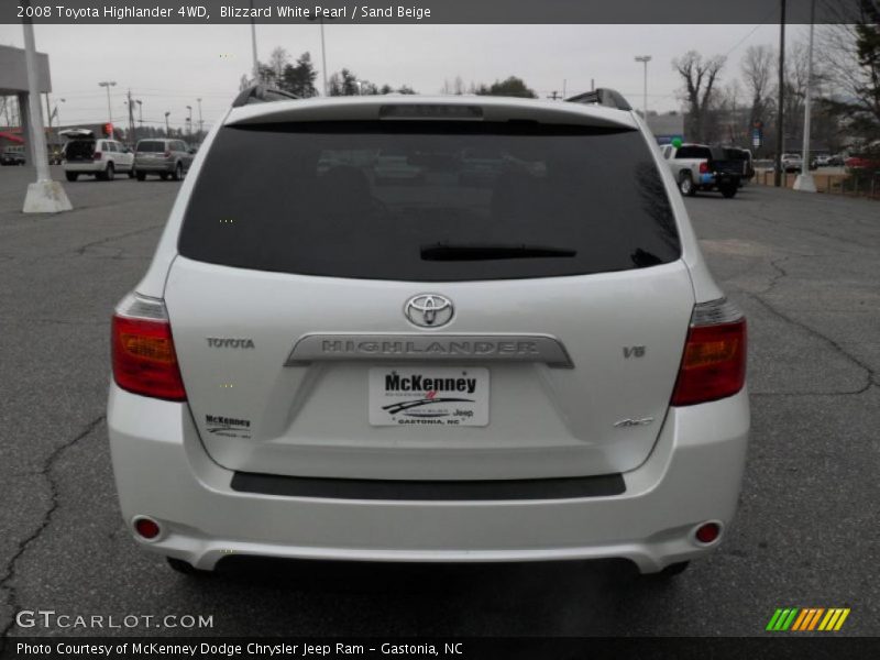 Blizzard White Pearl / Sand Beige 2008 Toyota Highlander 4WD