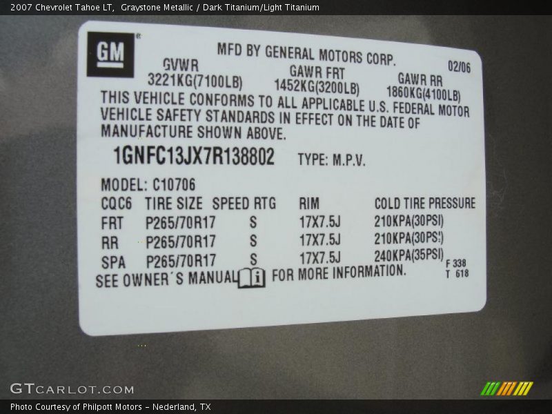 Graystone Metallic / Dark Titanium/Light Titanium 2007 Chevrolet Tahoe LT