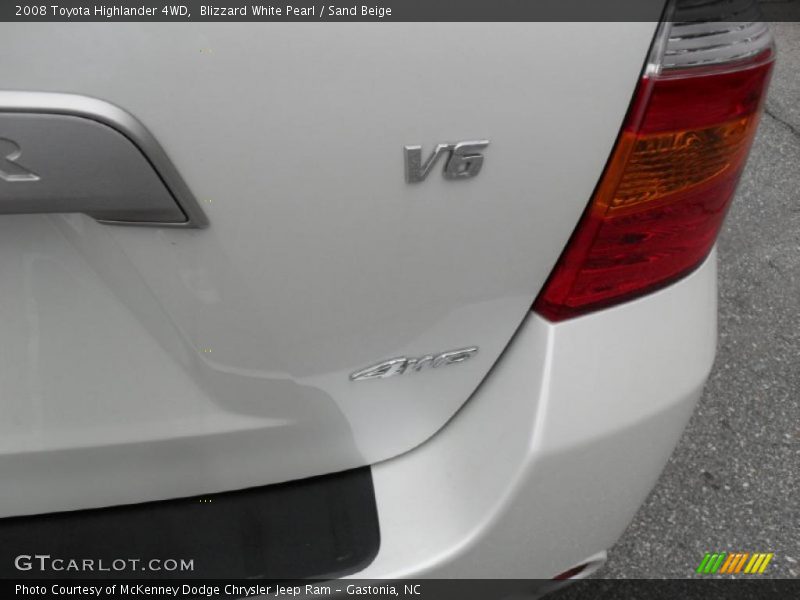 Blizzard White Pearl / Sand Beige 2008 Toyota Highlander 4WD