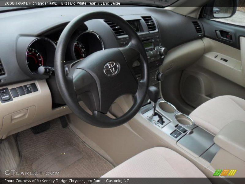 Blizzard White Pearl / Sand Beige 2008 Toyota Highlander 4WD