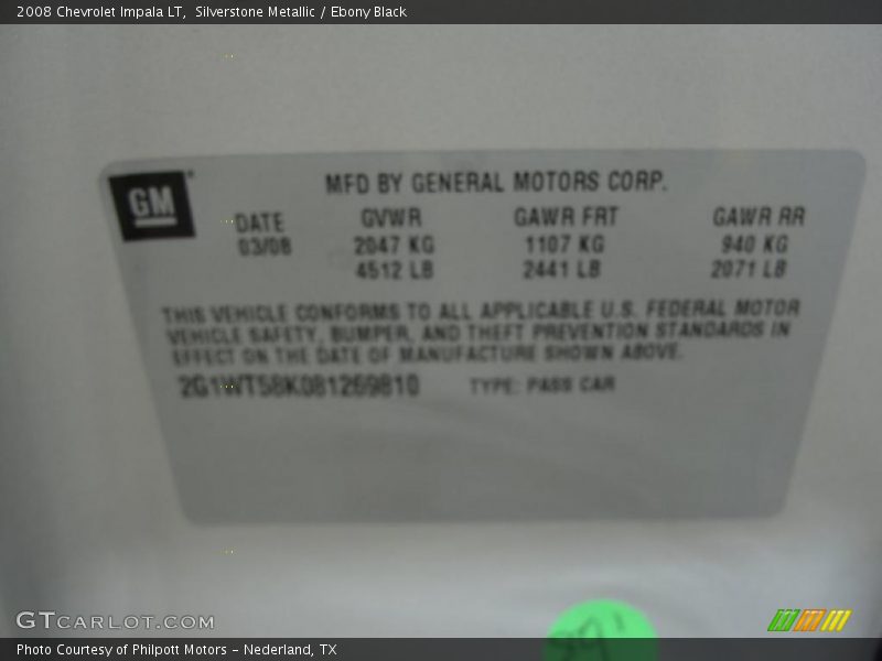Silverstone Metallic / Ebony Black 2008 Chevrolet Impala LT