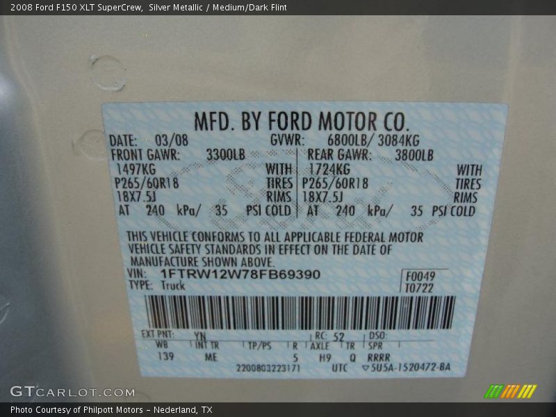 Silver Metallic / Medium/Dark Flint 2008 Ford F150 XLT SuperCrew