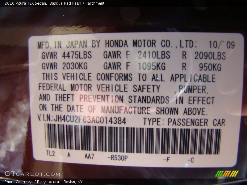 Basque Red Pearl / Parchment 2010 Acura TSX Sedan