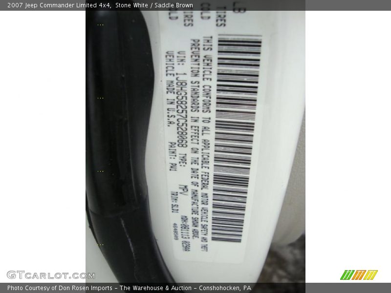 Stone White / Saddle Brown 2007 Jeep Commander Limited 4x4