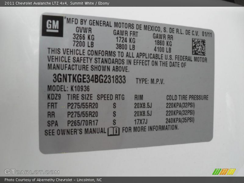Summit White / Ebony 2011 Chevrolet Avalanche LTZ 4x4