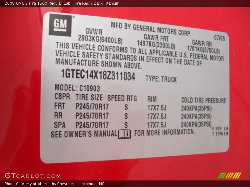 Fire Red / Dark Titanium 2008 GMC Sierra 1500 Regular Cab