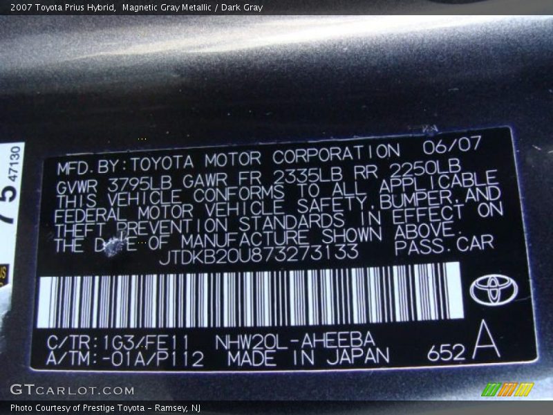Magnetic Gray Metallic / Dark Gray 2007 Toyota Prius Hybrid