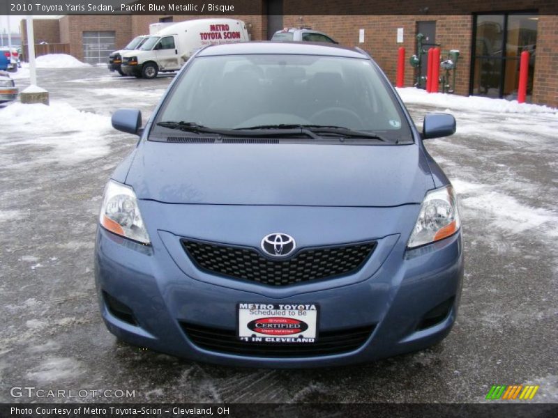 Pacific Blue Metallic / Bisque 2010 Toyota Yaris Sedan