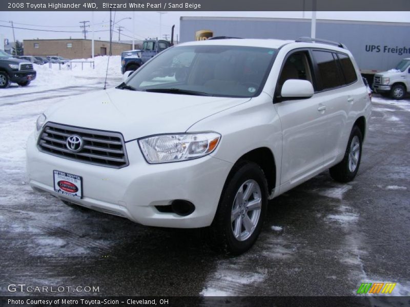 Blizzard White Pearl / Sand Beige 2008 Toyota Highlander 4WD
