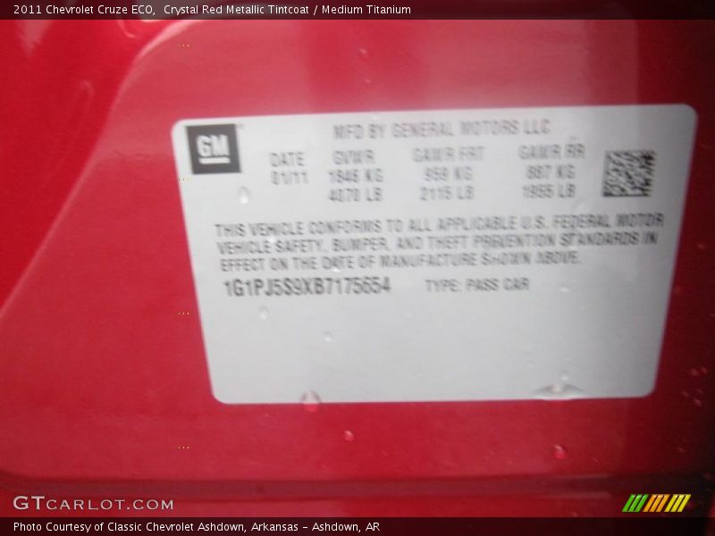 Crystal Red Metallic Tintcoat / Medium Titanium 2011 Chevrolet Cruze ECO