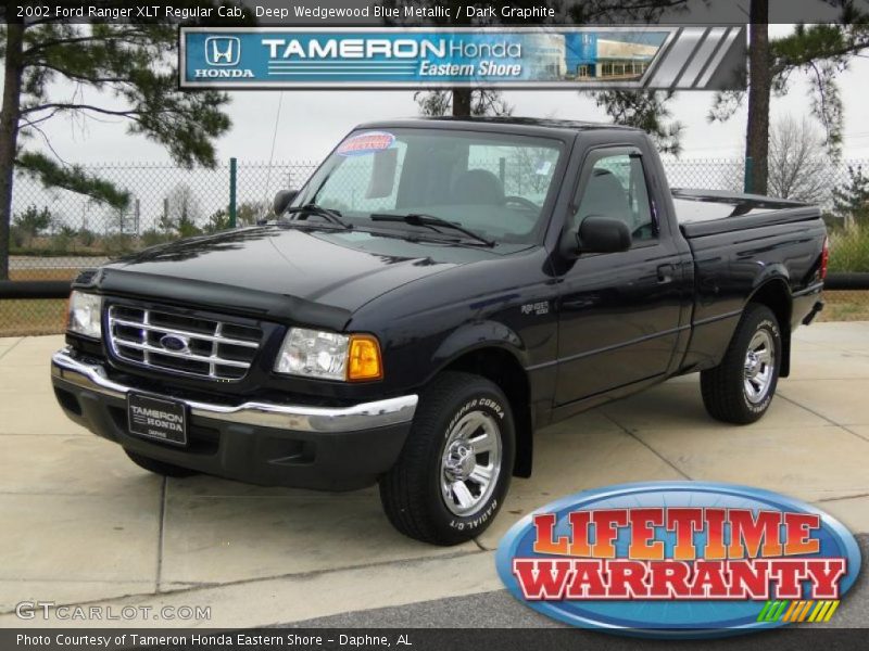 Deep Wedgewood Blue Metallic / Dark Graphite 2002 Ford Ranger XLT Regular Cab