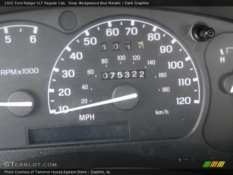 Deep Wedgewood Blue Metallic / Dark Graphite 2002 Ford Ranger XLT Regular Cab