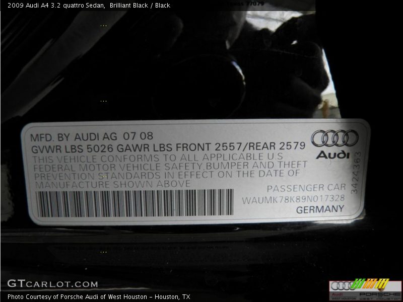 Brilliant Black / Black 2009 Audi A4 3.2 quattro Sedan