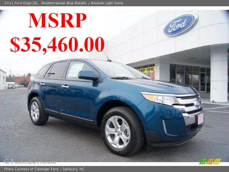 Mediterranean Blue Metallic / Medium Light Stone 2011 Ford Edge SEL