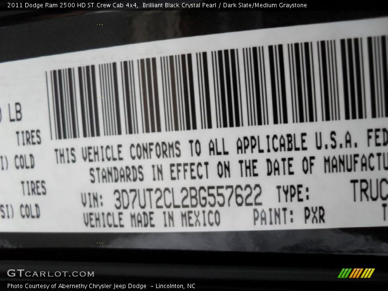 Brilliant Black Crystal Pearl / Dark Slate/Medium Graystone 2011 Dodge Ram 2500 HD ST Crew Cab 4x4