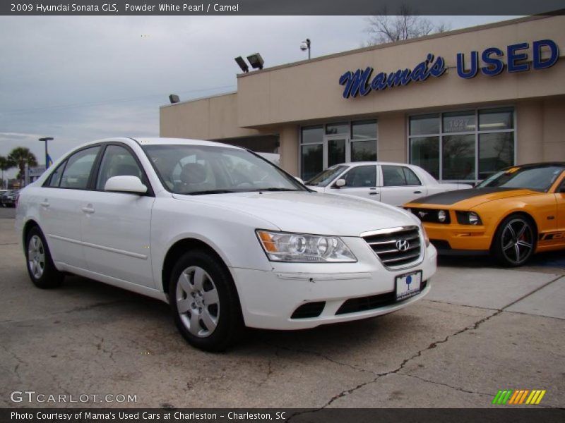 Powder White Pearl / Camel 2009 Hyundai Sonata GLS