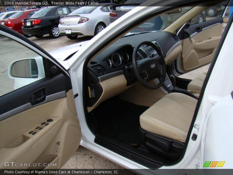 Powder White Pearl / Camel 2009 Hyundai Sonata GLS