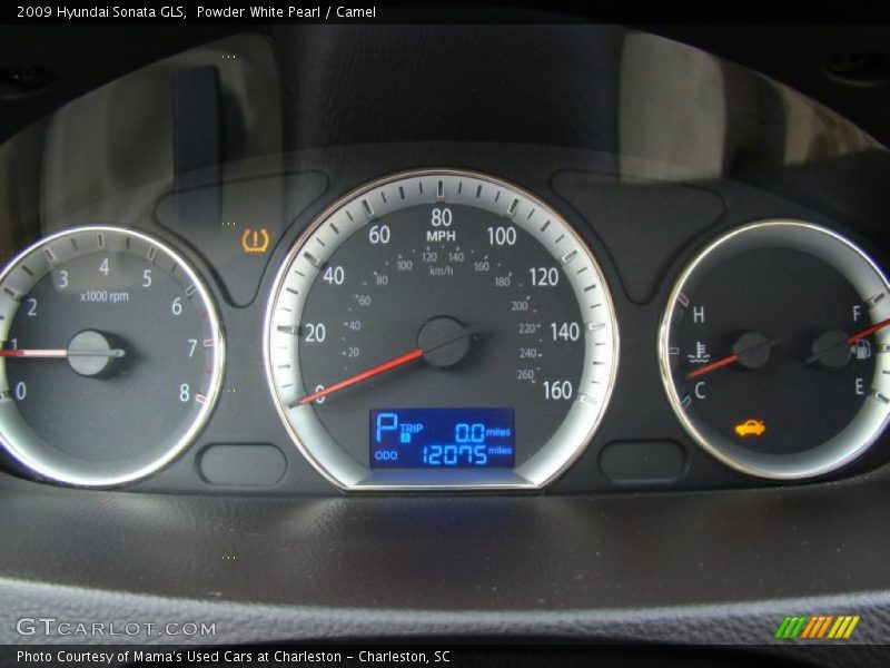 Powder White Pearl / Camel 2009 Hyundai Sonata GLS