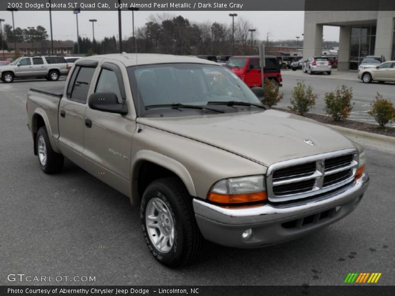 Light Almond Pearl Metallic / Dark Slate Gray 2002 Dodge Dakota SLT Quad Cab