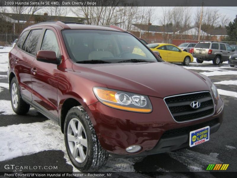 Dark Cherry / Beige 2009 Hyundai Santa Fe SE 4WD
