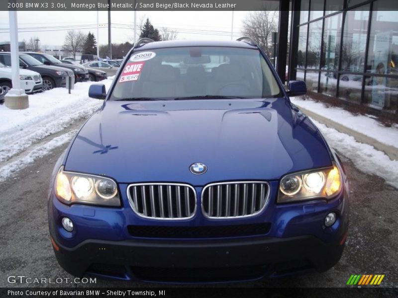 Montego Blue Metallic / Sand Beige/Black Nevada Leather 2008 BMW X3 3.0si