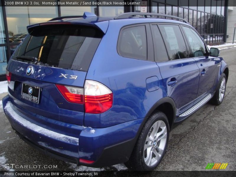 Montego Blue Metallic / Sand Beige/Black Nevada Leather 2008 BMW X3 3.0si