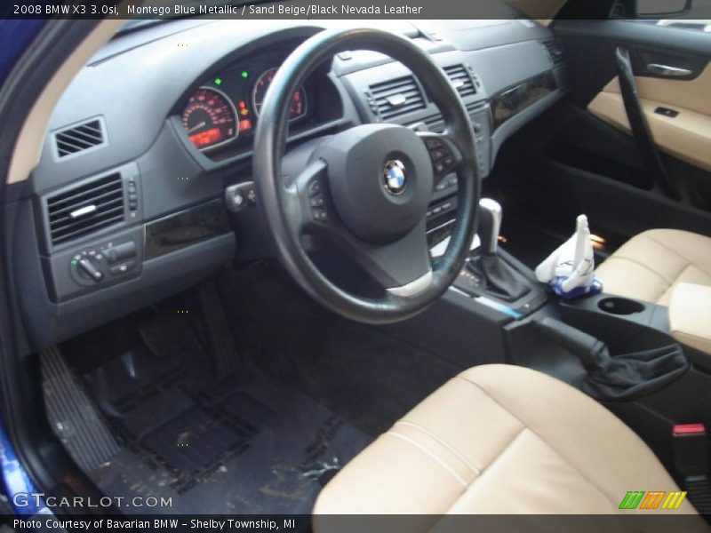 Montego Blue Metallic / Sand Beige/Black Nevada Leather 2008 BMW X3 3.0si
