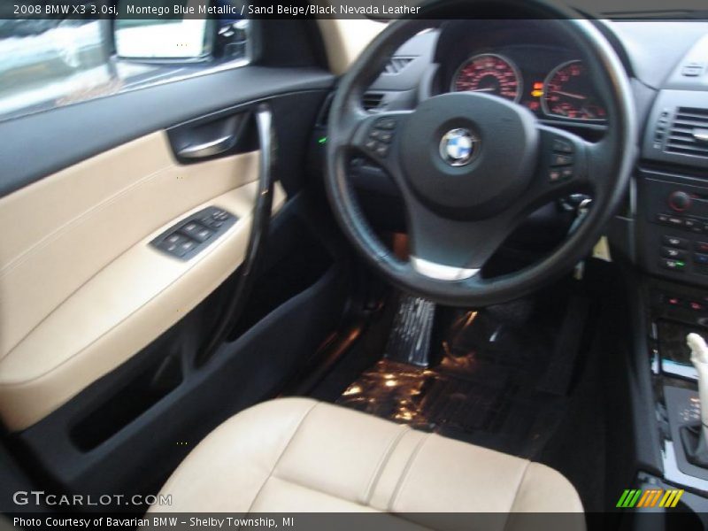 Montego Blue Metallic / Sand Beige/Black Nevada Leather 2008 BMW X3 3.0si