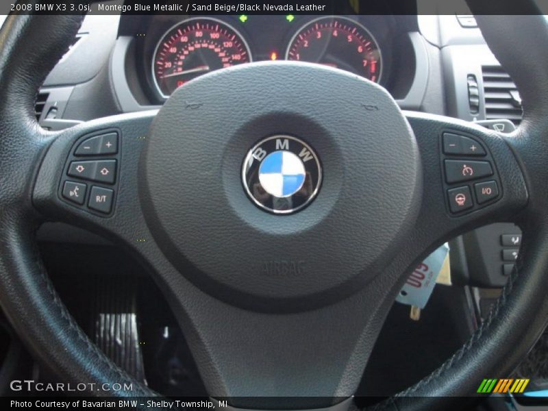 Montego Blue Metallic / Sand Beige/Black Nevada Leather 2008 BMW X3 3.0si