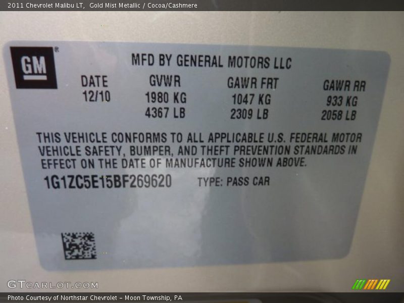 Gold Mist Metallic / Cocoa/Cashmere 2011 Chevrolet Malibu LT